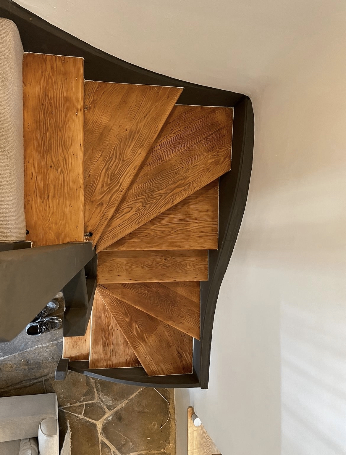 Hand-finished pine staircase after restoration